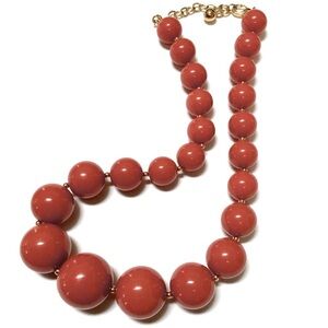 Joan Rivers NWOT Vintage Orange Resin & Gold Plated Round Bead Necklace